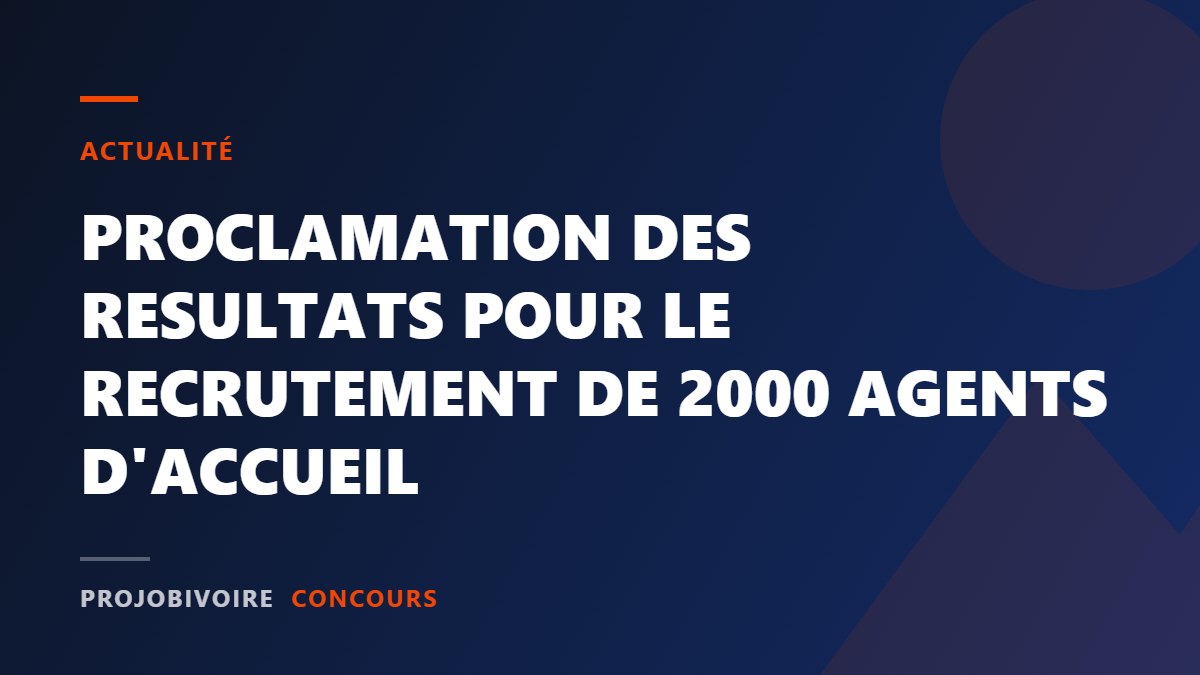 PROCLAMATION DES RESULTATS POUR LE RECRUTEMENT DE 2000 AGENTS D’ACCUEIL