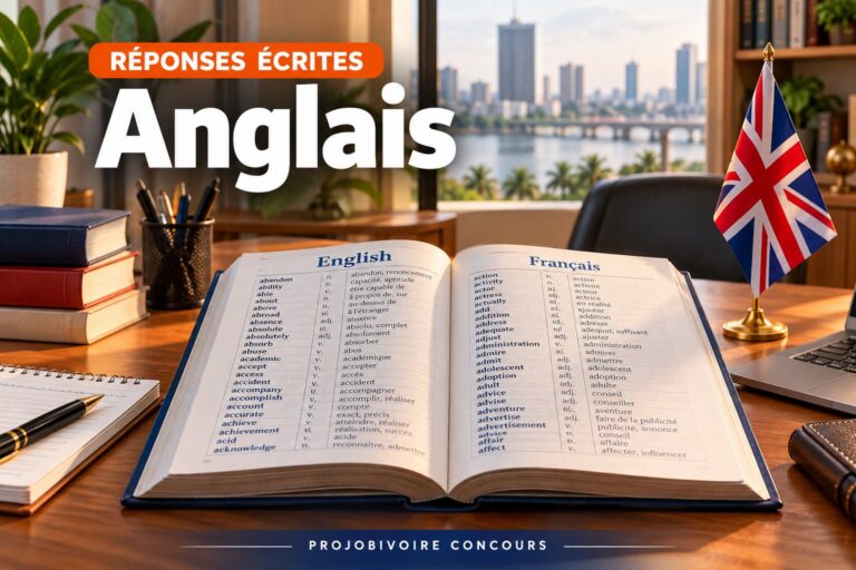 Réponses écrites : Anglais