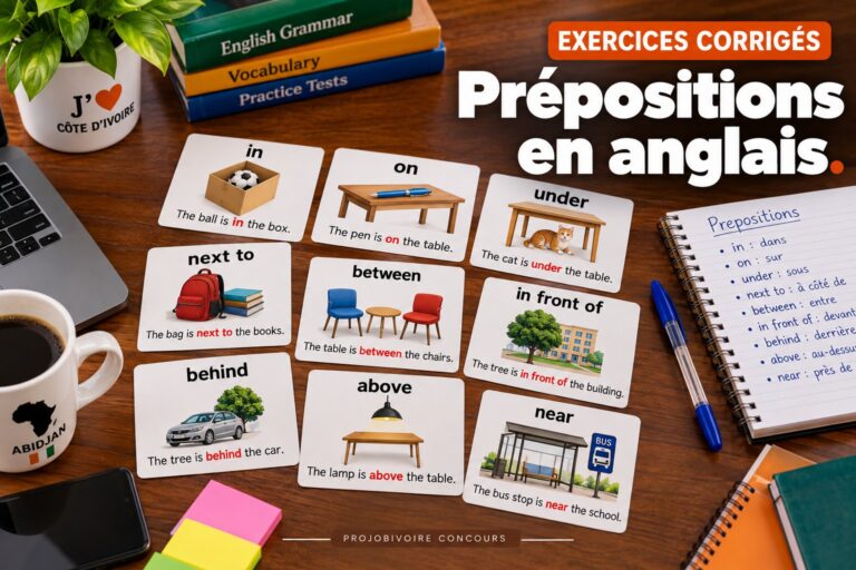QCM corrigés : Prépositions en anglais